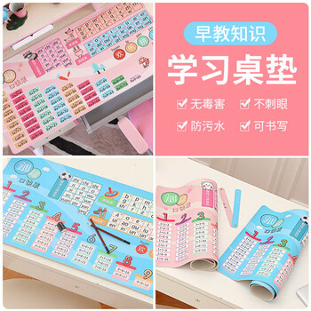 聚盈丰 鼠标垫数学乘法口诀拼音学习桌垫学生防脏护眼写字书桌垫防滑可水洗 80*40cm乘法口诀+拼音蓝色