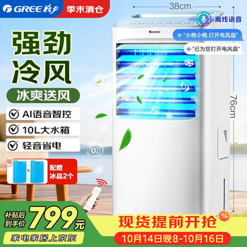 格力（GREE）冷风扇家用空调扇语音遥控水冷塔扇清凉加湿制冷风机节能移动小空调客厅卧室冷气扇 KS-10X63DVg