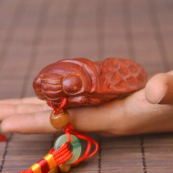 福光普照红木蝉知了挂件手把件木雕实木文玩工艺品 知了手把件