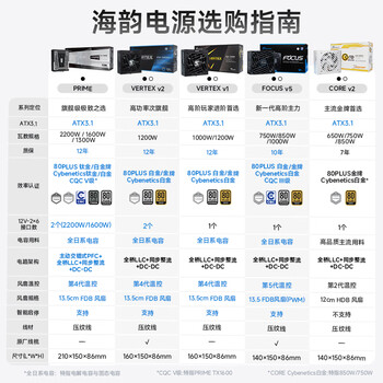 海韵（SEASONIC）【VERTEX峰睿】1000W 白金全模 电脑电源｜ATX 3.1｜支持RTX 5090/9070显卡