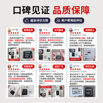 Sandisk闪迪128GB TF(MicroSD)4K内存卡 行车记录仪 监控摄像头专用 循环录制10,000小时 高耐用存储卡 Sandisk闪迪128GB TF(MicroSD)4K内存卡 行车记录仪 监控摄像头专用 循环录制10,000小时 高耐用存储卡