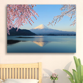 富士山 油彩画 木製フレーム付き 【値下げ中❗️】約40cm x 30cm 富士山 油彩画 木製フレーム付き 【値下げ中❗️】約40cm x 30cm