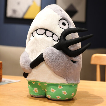 古仕龙鲨雕玩偶恶搞怪鲨bee鱼公仔手沙雕瓜毛绒玩具床上睡觉抱枕夹腿