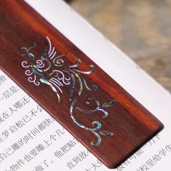 張小鳳书签中国风古风创意礼物 毛笔文房四宝书房摆件紫光檀小叶紫檀木质书签 凤之灵小叶紫檀款