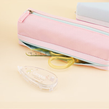 国誉（KOKUYO）PENCASE笔袋大容量铅笔盒双层分类收纳笔袋 蓝色 1个 WSG-PC252B