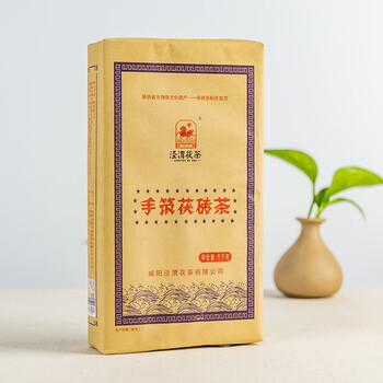 泾渭茯茶黑茶 过节礼盒 咸阳茯茶 陕西西安特产 金花茯砖茶  手筑茯砖1kg