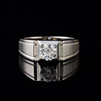 钻后d色莫桑石钻戒男pt950铂金男戒简约大气高端气质520七夕情人节d色