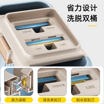 家杰优品平板拖把45cm家用一拖净免手洗2025带桶一套洗拖一体墩布拖布  