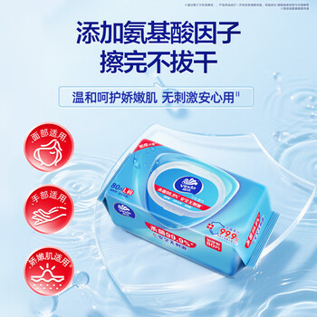 维达（Vinda）杀菌湿巾80片*12包 杀菌率99.9%加厚大包家庭装湿纸巾