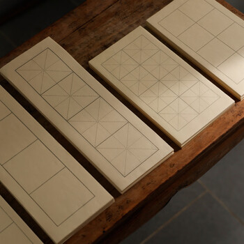 漢墨竹浆八格方格日课纸 学生初学者半生熟宣 6cm黑格100张 文房四宝书法练习用纸