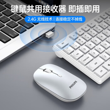飞利浦（PHILIPS）SPT6103无线键盘鼠标套装 键鼠套装 防溅洒设计 商务办公家用键盘 笔记本电脑通用 白色