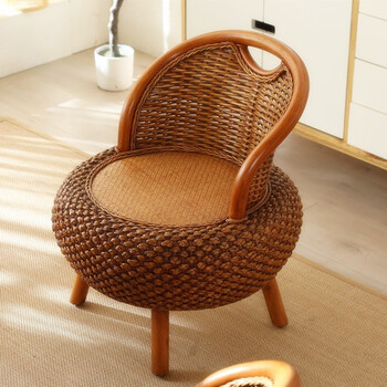 梅莱斯顿 榻榻米藤椅阳台座椅靠背家用圆凳矮凳藤编坐凳椅子田园编织