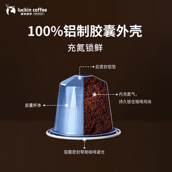 瑞幸咖啡进口意式浓缩中浅烘胶囊咖啡5盒共5.3g*50颗适配nespresso胶囊机