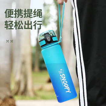 史努比（SNOOPY）儿童水杯夏季便携大容量耐摔防漏喝水杯男女小学生一键直饮杯子蓝