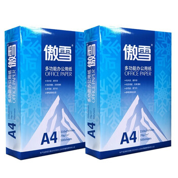 傲雪A4打印纸 70g克500张*5包一箱 热销复印纸 双面草稿纸 整箱2500张