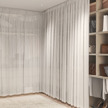 妙普乐衣帽间帘子门帘家用免打孔衣柜书柜橱柜遮挡帘白色纱帘防尘隔断