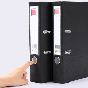 齐心(Comix) 3寸加厚型欧式快劳夹 A4文件夹带孔资料夹 两孔活页夹 黑色 办公文具 EA4016