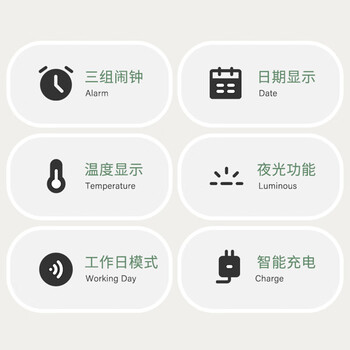 齐心（COMIX）多功能学生电子闹钟充电款 定时起床闹铃背光强力叫醒 时钟日期温度计开学必备用品礼物XS-81黄绿