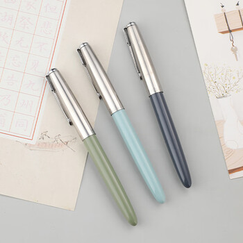 英雄（HERO）钢笔 616小号 复古铱金学生日常书写练字墨水笔 暗尖F 莫兰迪绿