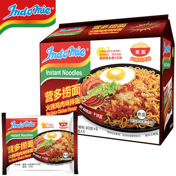 【营多捞面1】营多捞面印尼方便面传统捞面速食干拌面即食五连包火辣鸡肉味83克*5包【行情 报价 价格 评测】-京东