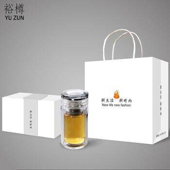 裕樽（YUZUN）.玻璃杯 办公车载商务泡茶杯玻璃茶杯带过滤网 180ML双层高硼硅材质小巧精致贵族品质杯 礼盒装