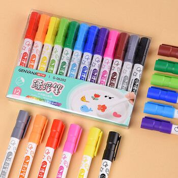 金万年【漂浮笔】12色水浮画白板笔儿童玩具水彩画笔水中画作画悬浮可擦小学幼儿园 G-06202 金万年【漂浮笔】12色水浮画白板笔儿童玩具水彩画笔水中画作画悬浮可擦小学幼儿园 G-06202