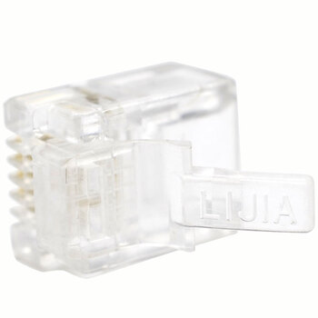 礼嘉 XL-DH430 工程级4芯电话水晶头6P4C水晶头 纯铜镀金工程级 RJ11语音两芯电话线插头连接头 30个装