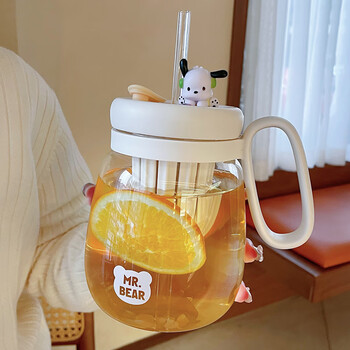 希诺茶水分离泡茶杯玻璃杯女高颜值网红水杯透明办公室冷萃杯子带吸管