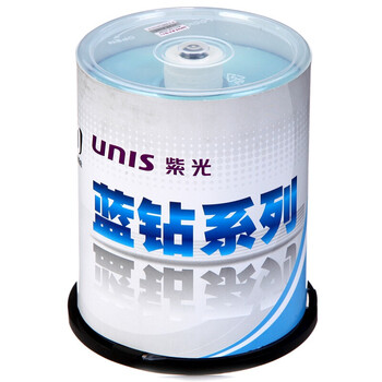 紫光（UNIS）DVD+R空白光盘/刻录盘 16速 4.7G 蓝钻系列 桶装100片 
