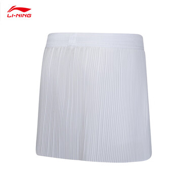 李宁（LI-NING）羽毛球服女款短裙运动跑步裙白色ASKU214-2 白色 M