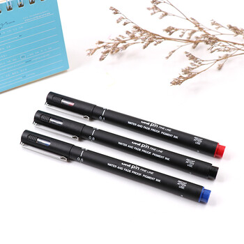 三菱（uni）0.1mm水性绘图针管笔 PIN-200美术设计描边笔勾线笔 黑杆黑芯 单支装