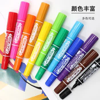 斑马牌（ZEBRA）大麦奇双头记号笔 可换替芯 油性标记笔 物流大头笔 签名马克笔 YYT5 蓝色 10支装
