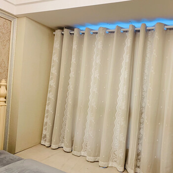 天茗雅 遮光韩式公主风蕾丝纱帘窗帘布卧室ins定制飘窗成品 蒙娜丽莎