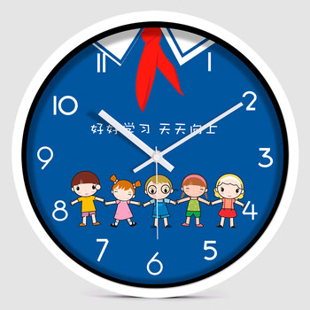 学校班级教室创意红领巾挂钟客厅卧室家居装饰钟表儿童时钟表 r968