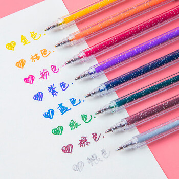 中盛画材银色闪光啫喱笔中性笔荧光笔记号笔珠光彩色绘画标记笔亮晶晶水笔单支套装金属色学生美术写生