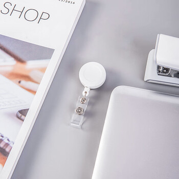 得力（deli）12只 工作牌证件卡易拉扣 可伸缩胸卡夹扣 学生胸牌 白