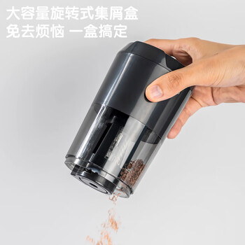 得力（deli）电动削笔机 双电源卷笔刀削笔器按压半自动排断芯转笔刀削笔刀 儿童学生文具考试生日开学礼物黑色