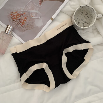 内裤女莫代尔高弹无痕日系少女学生纯棉裆撞色包臀三角裤黑色均码80