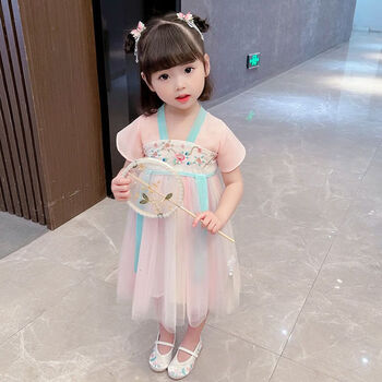 苏漂2023儿童汉服女童连衣裙夏季宝宝短袖古装裙子版小童夏装超秋上新