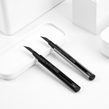 飞兹(fizz)金属外壳小号美工刀/自动锁铝合金裁纸刀/办公用品 灰色FZ215003