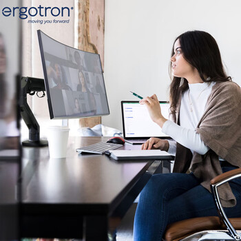 爱格升（ERGOTRON）HX重型显示器支架电脑支架支架臂旋转电脑架台式机屏幕底座增高架电脑桌（45-475-224）黑色