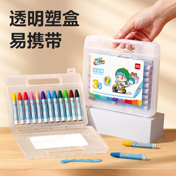 得力（deli）12色哼哼大王六角杆油画棒蜡笔易上色炫彩棒彩笔儿童幼儿学生画画绘画HM856-12