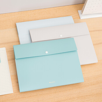 得力（deli）乐素系列 8格按扣多层文件夹风琴包 学生试卷资料收纳 办公用品文件保护简约时尚 天蓝72456