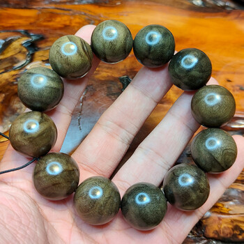 阴沉金丝楠木纯手工老料佛珠手串水波纹男女手链乌木文玩20mm手串ac6