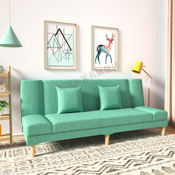 ORAKIG多功能可折叠沙发床两用客厅沙发小户型布艺沙发简易双人三人沙发出租屋1.5米1.8米沙发 清新绿 双人座【1.2米】