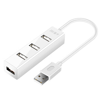 晶华USB2.04口分线器 高速扩展4口HUB集线器延长线 台式机笔记本电脑一拖四多扩展坞 白色1米 Z413C