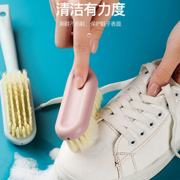梦庭家用 长柄鞋刷可挂式塑料洗鞋多功能洗衣刷清洁刷不伤鞋软毛刷子