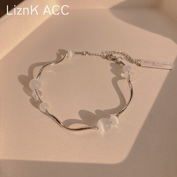 感猫眼石手链女夏季ins小众设计感轻奢闺蜜手镯2023 银色【图片 价格