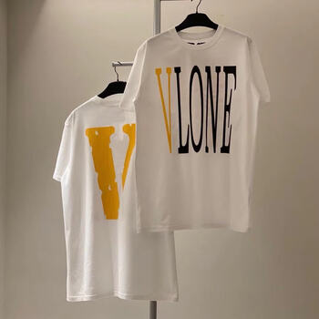 轻奢潮牌100%纯棉潮牌vlone短袖反光宽松t恤王一博同款大v男女百搭
