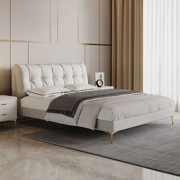 8米2米主卧大床现代简约意式轻奢免洗科技布艺床奶油风 科技布床 椰棕